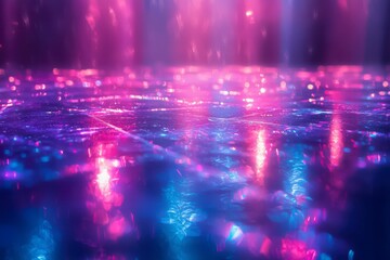 Fototapeta premium Abstract Purple and Blue Light Reflections on a Wet Surface