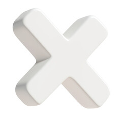 white cross mark 3d render icon isolated on transparent background cutout