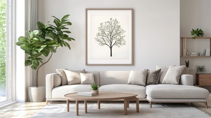 Modern Minimalist Living Room with Neutral Tones and Natural Light
