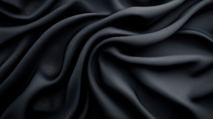 Fototapeta premium Elegant Black Fabric with Soft Folds and Luxurious Texture in Close-Up View