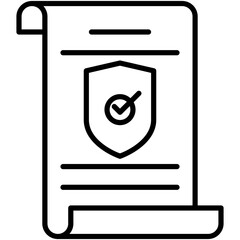 Document Policy Icon. Insurance Procedure Paper Pictogram Graphic Illustration. Isolated Simple Line Icon For Infographic, App and Web Button.