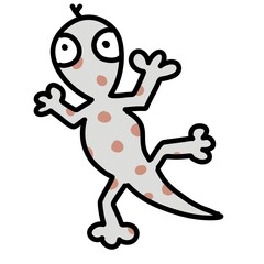 cartoon doodle lizard on white background