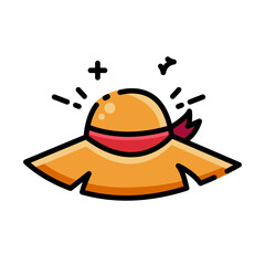  Straw Hat icon vector illustration