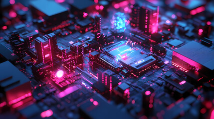 Created with generative ai technology and photoshop. Quantum Computer. Illustration