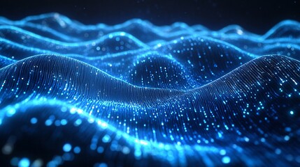 9. A network of blue wavy lines in holographic style, depicting abstract data flow and technological connectivity in a mesmerizing manner