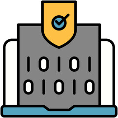 Encrypted Data Icon. Internet Security Code Pictogram Graphic Illustration. Isolated Simple Filled Line Icon For Infographic, App and Web Button.