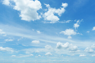 A blue sky with beautiful wisp of cloud for use as a backing or backdrop