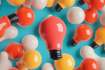 Vibrant Bulbs: An Eye-Catching Array of Colorful Lights on a Bright Blue Background