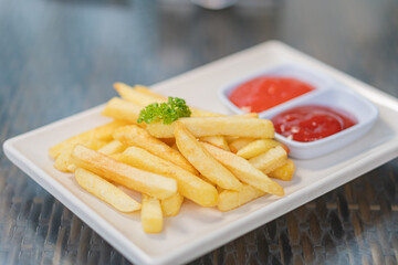 Golden French Fries with Ketchup