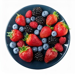 Obraz premium A bowl of fresh strawberries, blueberries and raspberries
