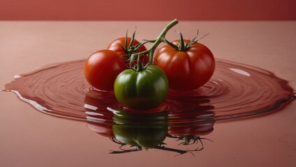 A close up of four tomatoes on a table