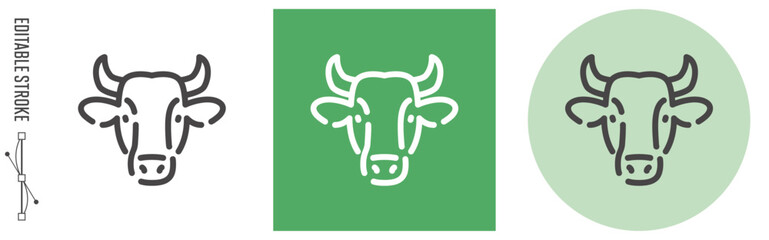 牛肉、食物アレルギー 特定原材料｜ライン・アイコン　[線の編集可能]