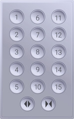 Modern elevator button panel is showing floor numbers and open and close door buttons