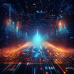 Obraz premium Futuristic holographic data pulses within a global AI network, safeguarding against looming cybersecurity threats as advanced artificial intelligence defends the digital realm.