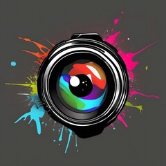 Creative illustration of a camera surrounded by colorful paint splashes in a vibrant artistic design