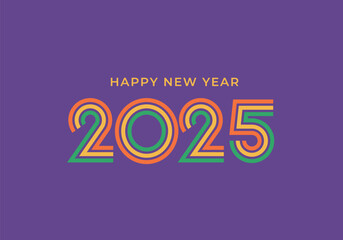 Happy New Year 2025 design vector. trendy new year 2025 design template. Simple and elegant purple background design. Vector Illustration.