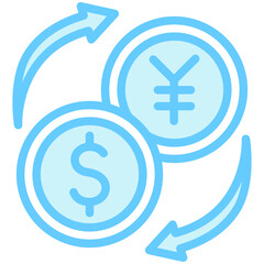Exchange dual tone blue color icon. related to education, business, economy, financial theme. best for UI, UX, app and web development.