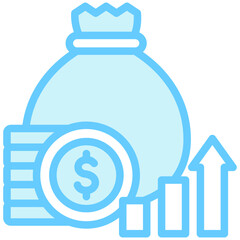 Equities dual tone blue color icon. related to education, business, economy, financial theme. best for UI, UX, app and web development.