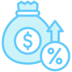 Interest Rate dual tone blue color icon. related to education, business, economy, financial theme. best for UI, UX, app and web development.