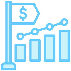 Initial Public Offering dual tone blue color icon. related to education, business, economy, financial theme. best for UI, UX, app and web development.