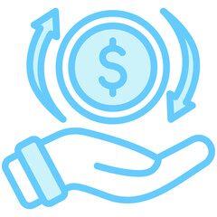 Liquidity. dual tone blue color icon. related to education, business, economy, financial theme. best for UI, UX, app and web development.