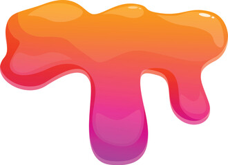 Shiny orange and pink gradient blob is flowing downwards