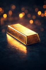 A gold bar glowing with a soft internal light, surrounded by darkness