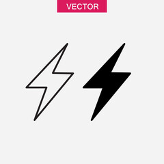 Flash vector icon, simple flat black illustration for web and app..eps