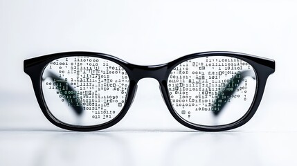 Binary Code Through Glasses   Data Security Concept