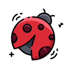 Obraz premium Cute Ladybug Icon in Flat Color Style for Nature and Spring Season Design