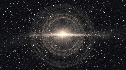 A starry sky with a bright light in the center