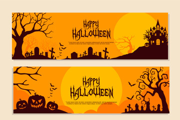 flat design halloween banner free