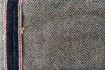 Closeup of Jeans selvedge Textured Fabric with Denim and Canvas Patterns