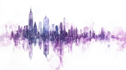 Obraz premium Minimalist Cityscape in Watercolor Style
