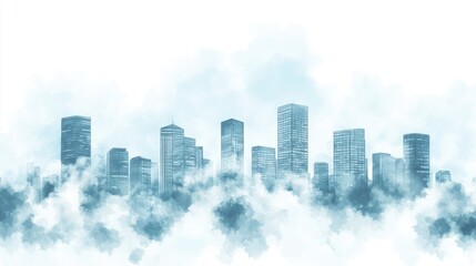 Fototapeta premium Minimalist Cityscape in Watercolor Style