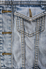 Close-up of blue denim jeans texture with visible pockets, showcasing casual fashion detail