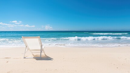 Beach Chair  Relaxing on White Sand  Ocean Waves