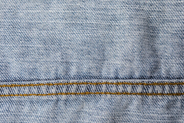 Close-up of denim fabric texture with blue jeans pocket detail
