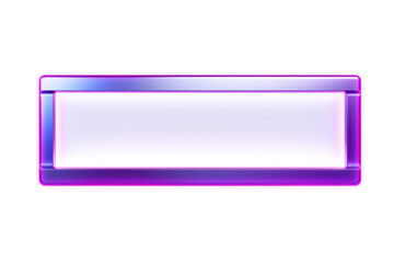 Futuristic horizontal banner made of metal panels and glowing neon lights, isolated on white background.