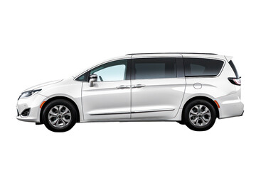 Fototapeta premium Electric family van parked at charging station and realistic isolated on white background.