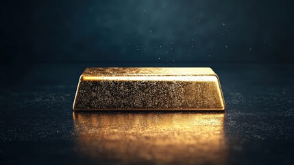 A gold bar with a deep, reflective mirror finish on a black background