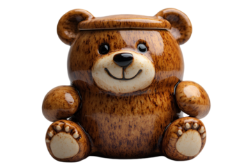 a brown bear shaped ceramic jar. 