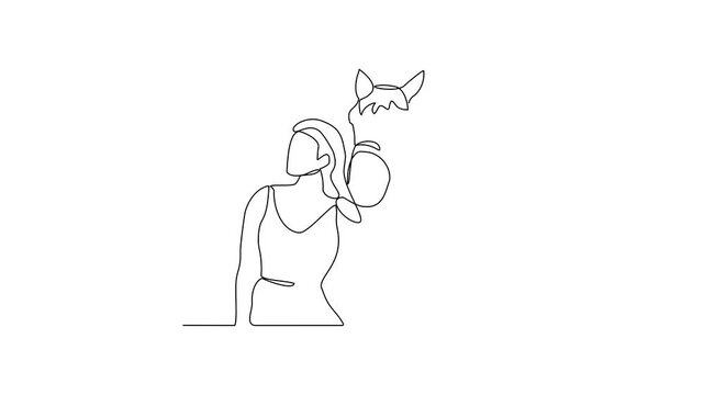 Animated self drawing of 
someone is leading his horse video illustration. Animal themes design concept in simple linear style vector. Good asset for educational presentation animal purpose.