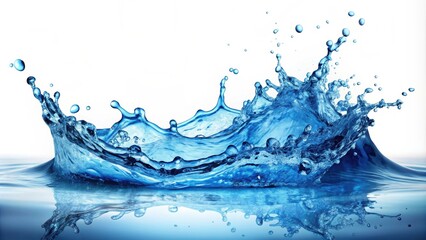 Blue water splashing on a bright white backdrop, water, blue, splash, refreshing, pure, clear, aqua, liquid, ripple