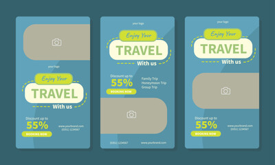 Obraz premium social media story or reels template for travel holiday tourism marketing and sale promo. tour advertising. banner offer.&nbsp;