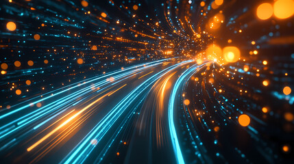 Obraz premium Future data stream in high-speed city