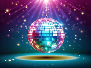 Obraz premium disco ball with lights,Ai generated 