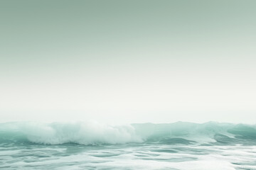 Fototapeta premium Big waves crashing on the shore on cloudy day