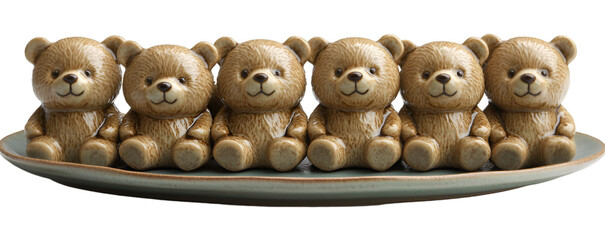 Obraz premium a group of teddy bears on a plate. 