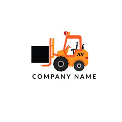 The forklift truck logo highlights a sturdy, compact vehicle lifting heavy loads, representing efficiency, precision, and strength in material handling and logistics.